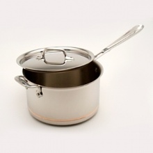 Copper Core 3 Quart Covered Sauce Pan - Designed to meet the demands of professional chefs, All-Clad continues to be the choice in four star kitchens throughout the world. The copper core at the center of each piece guarantees maximum and even heat conductivity, while the stick-resistant stainless steel cooking surface is a joy to use. Copper Core 3 Quart Covered Sauce Pan - Designed to meet the demands of professional chefs, All-Clad continues to be the choice in four star kitchens throughout the world. The copper core at the center of each piece guarantees maximum and even heat conductivity, while the stick-resistant stainless steel cooking surface is a joy to use.