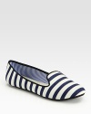 Timeless striped design with a soft cotton upper and rubber sole for extra traction. Cotton upperCotton and leather liningRubber solePadded insoleImported