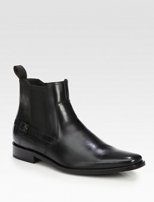 Smooth sleek design in a modern stacked heel and nylon webbing for extra stretch and comfort.Leather upperPadded insoleLeather soleImported Smooth sleek design in a modern stacked heel and nylon webbing for extra stretch and comfort.Leather upperPadded insoleLeather soleImported