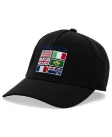 Hats off to International style this summer with this flag embroidered baseball cap from Nautica. Hats off to International style this summer with this flag embroidered baseball cap from Nautica.