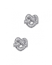 True love is like a knot that never comes undone. The cubic zirconia-encrusted hearts on these platinum vermeil pave earrings let her know just how you feel.