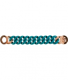 Trend-favorite chunky-chain jewelry gets a pop of sweet color in Marc by Marc Jacobs bright teal turnlock detailed bracelet - Turnlock closure - Pair with daytime dresses and just as bright accessoires