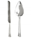 With an antique look and style, the Opal Innocence cake knife and server set seems to have been carefully passed down through the generations. Knife is serrated for easy cutting. Server is decoratively notched. Floral design at handle tips. Qualifies for Rebate