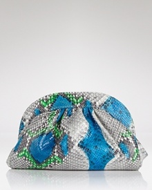 Take this season's bold bend out for the night with this python-embossed leather clutch from Lauren Merkin. In a cute and clutchable shape, it's the evening bag we want bright now. Take this season's bold bend out for the night with this python-embossed leather clutch from Lauren Merkin. In a cute and clutchable shape, it's the evening bag we want bright now.