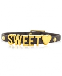 Sweetheart appeal. This bracelet from BCBGeneration is crafted from gold-tone mixed metal and brown glitter PVC for a stylish touch to let you know you're loved. Approximate length: 8 inches.