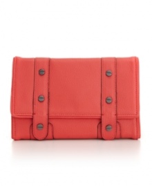 BCBGeneration nails tough-chic with this nailhead detailed wallet clutch. Gunmetal hardware and a pebble exterior give this bag a bold feel. Balance it out with soft feminine accessories for an envy-worthy ensemble. BCBGeneration nails tough-chic with this nailhead detailed wallet clutch. Gunmetal hardware and a pebble exterior give this bag a bold feel. Balance it out with soft feminine accessories for an envy-worthy ensemble.