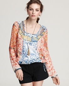 BCBGMAXAZRIA Blouse - Salas Patchwork Peasant