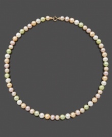 Pretty pearls for your little princess. This strand of cultured freshwater pearls (5-6 mm) features pearls of different color. Set in 14k gold. Approximate length: 14 inches. Pretty pearls for your little princess. This strand of cultured freshwater pearls (5-6 mm) features pearls of different color. Set in 14k gold. Approximate length: 14 inches.