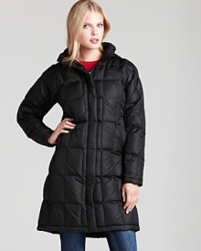 A longer length and soft chin guard make this quilted down parka by The North Face® a winter essential. A two-way zipper allows effortless movement for cold-weather walks. A longer length and soft chin guard make this quilted down parka by The North Face® a winter essential. A two-way zipper allows effortless movement for cold-weather walks.