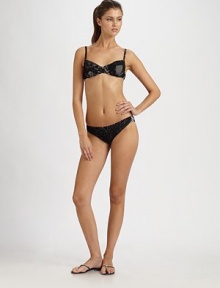 Taking notes of seduction from lingerie, this lacy design with a tulle underlay features a bra-style top.Adjustable strapsBack claspFully lined90% polyamide/10% elastaneHand washMade in Italy Taking notes of seduction from lingerie, this lacy design with a tulle underlay features a bra-style top.Adjustable strapsBack claspFully lined90% polyamide/10% elastaneHand washMade in Italy