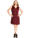 Prettify your style with DKNYC's sleeveless plus size dress, featuring a pleated finish-- wear it from day to date night!