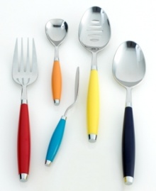 Add splash to everyday dining. Bright, colorful flatware by Fiesta® lends even leftovers an air of celebration. With a festive shape and fun colors, this hostess set perfectly completes the Fiesta place setting and makes your table the life of the party. Add splash to everyday dining. Bright, colorful flatware by Fiesta® lends even leftovers an air of celebration. With a festive shape and fun colors, this hostess set perfectly completes the Fiesta place setting and makes your table the life of the party.