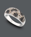 Show your true colors in sparkle that shines. Ring features a unique, spotted pattern of round-cut champagne diamonds (1/3 ct. t.w.) and round-cut black diamonds (1/3 ct. t.w.) in a sterling silver band. Size 7.