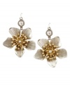 Add a spring to your step with fresh blooms. Jessica Simpson's intricate flower drop earrings feature a beaded cluster center with sparkling crystal accents. Crafted in mixed metal. Approximate drop: 1 inch.