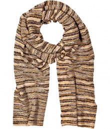 Add luxe style to your everyday essentials with this bold patterned scarf from Missoni - Easy to style length, all-over stripe pattern - Pair with straight leg jeans, a cashmere pullover, and a modernized parka or slim trench Add luxe style to your everyday essentials with this bold patterned scarf from Missoni - Easy to style length, all-over stripe pattern - Pair with straight leg jeans, a cashmere pullover, and a modernized parka or slim trench