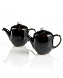 Two little teapots pour salt and pepper in this charming black and white set to match Denby's Jet dinnerware collection. Two little teapots pour salt and pepper in this charming black and white set to match Denby's Jet dinnerware collection.