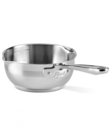 A durable 18/10 stainless steel construction with an impact-bonded aluminum and stainless base keeps heat coming for evenly and expertly cooked meals. Designed with a mess-free pouring spout, this open saucier is your kitchen choice for making sauces, soups, stocks and more. Lifetime warranty. A durable 18/10 stainless steel construction with an impact-bonded aluminum and stainless base keeps heat coming for evenly and expertly cooked meals. Designed with a mess-free pouring spout, this open saucier is your kitchen choice for making sauces, soups, stocks and more. Lifetime warranty.