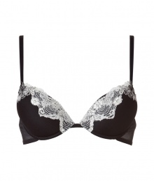 Luxurious bra in a fine synthetic blend - elegant in black and ecru - especially comfortable thanks to the stretch content - posh lace look - with padded cups (push up effect) and hook closure - slim straps, best for wider necklines - perfect, snug fit - magically makes a dream d?collet? - stylish, sexy, seductive - fits under (almost) all outfits Luxurious bra in a fine synthetic blend - elegant in black and ecru - especially comfortable thanks to the stretch content - posh lace look - with padded cups (push up effect) and hook closure - slim straps, best for wider necklines - perfect, snug fit - magically makes a dream d?collet? - stylish, sexy, seductive - fits under (almost) all outfits