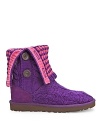 UGG® Australia's Leland Knit foldover boot can be worn slouched, buttoned up, or folded down--a versatile style in bright, colorful hues.