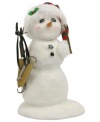 A snowman taking the ice in stride, this Byers' Choice figurine carries a new pair of skates over her arm and wears a striped hat that's perfect for the season.