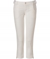 Stylish capri jeans in stretch cotton - Classic white color looks fresh and modern - Slim fit  in a new shorter 3/4 mid-calf length - Fits tight, yet comfortable - With zipper and lace-up detailing - Goes with all basic looks you wear for leisure/vacations/weekends - Washing instructions: wash cold - Fit: runs normal - Wear with ballerinas, booties, pumps