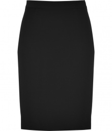 Work an edge of flawless tailoring into your polished look with Moschino C&Cs chic black crepe skirt - Hidden back zip, side slit - Tailored fit - Wear with everything from knit tops and ankle boots to silk shirts and platforms Work an edge of flawless tailoring into your polished look with Moschino C&Cs chic black crepe skirt - Hidden back zip, side slit - Tailored fit - Wear with everything from knit tops and ankle boots to silk shirts and platforms