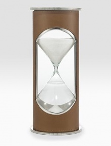Elegant and whimsical, cased in supple saddle leather with beveled silver-plated brass trim.3½ L x 8 HSilver-plated brass, sand and leatherImported Elegant and whimsical, cased in supple saddle leather with beveled silver-plated brass trim.3½ L x 8 HSilver-plated brass, sand and leatherImported