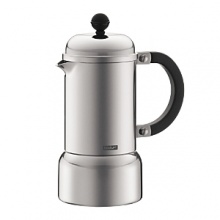 Save counter space and money with Bodum's stovetop espresso maker. Stylish and simple to use, it makes rich, aromatic espresso in no time at all. Save counter space and money with Bodum's stovetop espresso maker. Stylish and simple to use, it makes rich, aromatic espresso in no time at all.