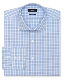 This handsome dress shirt demonstrates your keen eye for cool patterns, rendered in exceptional cotton for a crisp, comfortable feel.