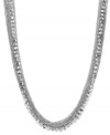 Go to great lengths. This long, luxurious style by Alfani combines an intricate mix of delicate chains and a sparkling crystal cup chain. Set in silver tone mixed metal. Approximate length: 38 inches.