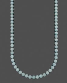 Ocean hues to spruce up your look. This beautiful beaded (8-9 mm) necklace features aquamarine (220 ct. t.w.) and a sterling silver clasp. Approximate length: 24 inches. Ocean hues to spruce up your look. This beautiful beaded (8-9 mm) necklace features aquamarine (220 ct. t.w.) and a sterling silver clasp. Approximate length: 24 inches.