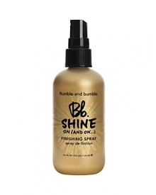 A high-shine glossing mist. This brilliant finishing spray can be layered over any product; it's light in every sense of the word (and excellent for all hair types). Controls flyaways and delivers a reflective, lightweight veil to styled hair The Shine family is excellent for all hair types and compatible with color-treated hair.Usage: For high shine and flyaway control, mist directly onto dry, styled hair. For separation, spray in palms and detail with fingertips. Layer over any product. Use sparingly.Product Recipe: 1. Spray Shine On Finishing Spray on top of Tonic Lotion for a moisture, smoothness and shine. 2. Layer Thickening Hairspray under Shine On Finishing Spray for volume, hold and a high gloss finish. A high-shine glossing mist. This brilliant finishing spray can be layered over any product; it's light in every sense of the word (and excellent for all hair types). Controls flyaways and delivers a reflective, lightweight veil to styled hair The Shine family is excellent for all hair types and compatible with color-treated hair.Usage: For high shine and flyaway control, mist directly onto dry, styled hair. For separation, spray in palms and detail with fingertips. Layer over any product. Use sparingly.Product Recipe: 1. Spray Shine On Finishing Spray on top of Tonic Lotion for a moisture, smoothness and shine. 2. Layer Thickening Hairspray under Shine On Finishing Spray for volume, hold and a high gloss finish.