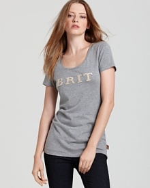 Burberry Brit's sophisticated take on the logo tee--showcase your love for the brand in comfortable, knit style.