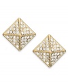 A glamorous geometry lesson. These pyramid-shaped stud earrings from Bar III are crafted from gold-tone mixed metal with glass accents offering luster. Approximate diameter: 1/2 inch.