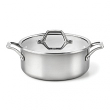 With a copper core layered between aluminum and finished with magnetic stainless steel exterior, this 5-quart Dutch oven with lid is designed for the modern at-home chef.
