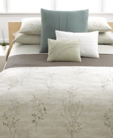 A delicate branch design on an exquisite watercolor ground lends an air of natural beauty to this Briar duvet cover from Calvin Klein. A delicate branch design on an exquisite watercolor ground lends an air of natural beauty to this Briar duvet cover from Calvin Klein.