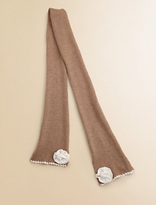 A classic neck warmer with lots of charm, trimmed with contrast rosettes and scallop edges.Long knit style with rosettes at the endsContrast scallop edgingPolyester/nylon/wool/angora/cashmereDry cleanImported A classic neck warmer with lots of charm, trimmed with contrast rosettes and scallop edges.Long knit style with rosettes at the endsContrast scallop edgingPolyester/nylon/wool/angora/cashmereDry cleanImported