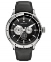 Whether you're at work or on the couch, this black leather Nautica watch will keep you in style and on time.