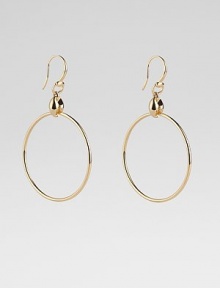 From the Marina Collection. A polished, tubular hoop suspends from a distinctively sculpted link. 18k yellow gold Diameter, about 1½ Ear wire Made in Italy From the Marina Collection. A polished, tubular hoop suspends from a distinctively sculpted link. 18k yellow gold Diameter, about 1½ Ear wire Made in Italy