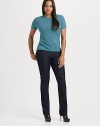 EXCLUSIVELY AT SAKS. A warm basic in luxurious cashmere. Crewneck Short sleeves Pull-on style Cashmere Dry clean Imported 