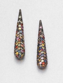 Elongated teardrops are set with a spectrum of sapphires in these gracefully shaped drop earrings.SapphiresBlack rhodium-plated sterling silverLength, about 1.5Post backImported