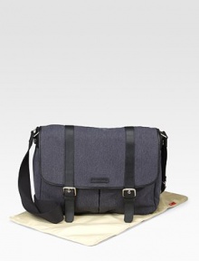 Ideal for both men and women, this timeless shape is cut from durable canvas and fits most laptops, features silvertone hardware, dual thermo-insulated side zip pockets to keep fluids warm or cool up to 4 hours, padded changing mat, detachable key holder and wipe clean linings.Adjustable shoulder strap Ideal for both men and women, this timeless shape is cut from durable canvas and fits most laptops, features silvertone hardware, dual thermo-insulated side zip pockets to keep fluids warm or cool up to 4 hours, padded changing mat, detachable key holder and wipe clean linings.Adjustable shoulder strap