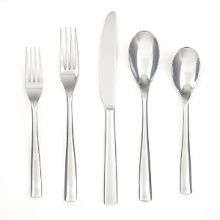 Sleek and hi-shine mirror finish in a 45 piece assortment from Cambridge. Make a sophisticated statement on your table with this Dropp Mirror pattern! Set includes service for 8 and 5 serving pieces. Sleek and hi-shine mirror finish in a 45 piece assortment from Cambridge. Make a sophisticated statement on your table with this Dropp Mirror pattern! Set includes service for 8 and 5 serving pieces.