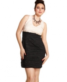 Be the belle of the ball in Love Squared's sleeveless plus size dress, defined by an empire silhouette.