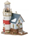 Built in the 19th century style, this Chesapeake Bay lighthouse gets everyone to shore for a safe and happy holiday. Traditional decorations adorn its facade while red and white stripes give it a festive look year round.