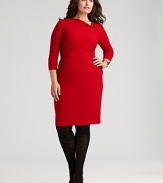This Lafayette 148 New York dress reinvents the timeless sheath silhouette with a modern asymmetric neckline.
