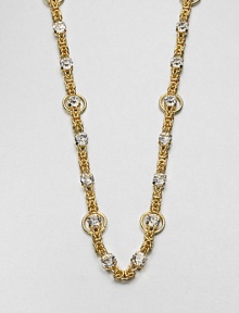 From the Striking Gold Collection. Sparking, faceted stone stations on a long, sturdy link chain. GlassGoldtoneLength, about 40Lobster clasp closureImported From the Striking Gold Collection. Sparking, faceted stone stations on a long, sturdy link chain. GlassGoldtoneLength, about 40Lobster clasp closureImported