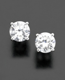 Beautiful round-cut cubic zirconia  (1 ct. t.w.) is the perfect accent to any outfit.  Earrings set in sterling silver and finished in platinum, by CRISLU.