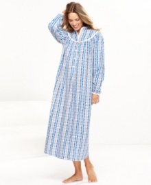 An old-fashioned print lends lovely appeal to this traditional flannel nightgown by Lanz of Salzburg.