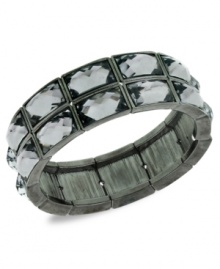 Style comes back in black. 2028's stretch bracelet adds mystery with hematite tone stones on a linked silhouette. Stretches to fit wrist. Crafted in hematite tone mixed metal. Approximate diameter: 2-1/4 inches. Style comes back in black. 2028's stretch bracelet adds mystery with hematite tone stones on a linked silhouette. Stretches to fit wrist. Crafted in hematite tone mixed metal. Approximate diameter: 2-1/4 inches.